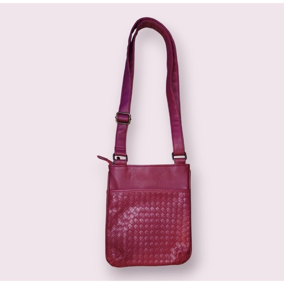 Sanrio Hello Kitty Red Weaved Crossbody Shoulder Bag Zipper Gold Hardware - Picture 2 of 4